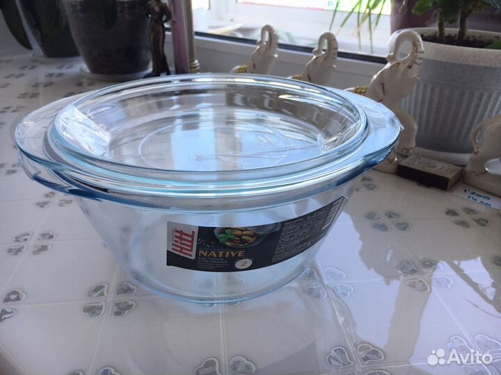 Стеклянная кастрюля форма для запекания 2 л, новая