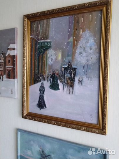 Городские пейзажи. Три сюжетный картины маслом