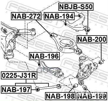 Сайлентблок цапфы зад прав/лев NAB198 Febest