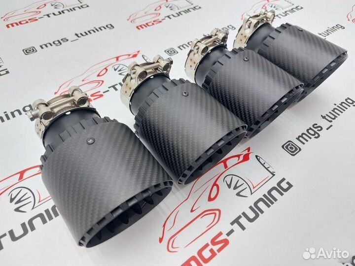 4 Насадки выхлоп Akrapovic Jet black карбон 102мм