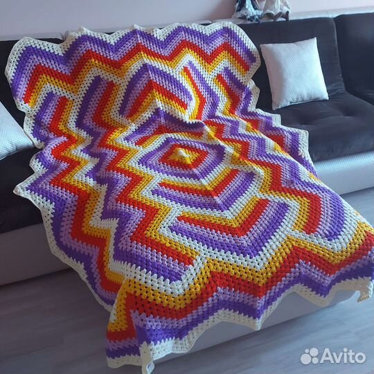 Плед вязаный, ручная работа