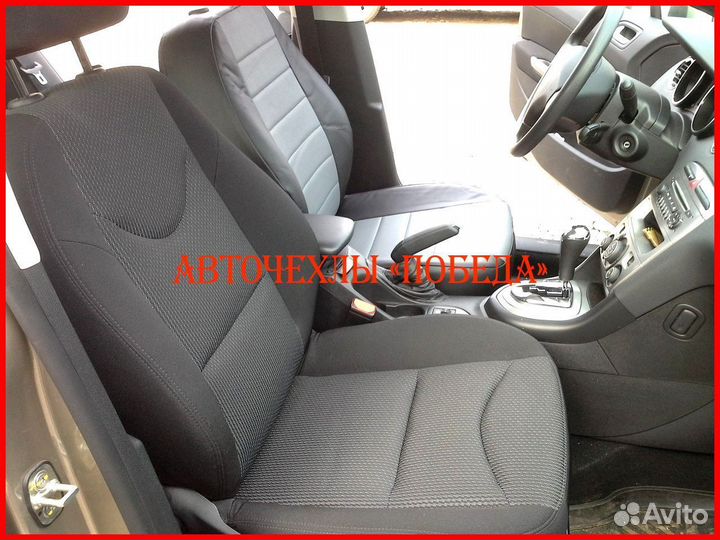 Чехлы Peugeot 408 из экокожи чёрно-серые Классика