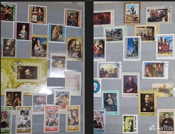 Коллекция марок русские художники с кляссером