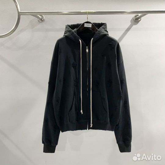 Худи Rick Owens Subhuman Distressed Zip Hoodie