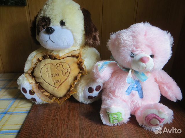 Мягкие игрушки - Щенок и медвежонок