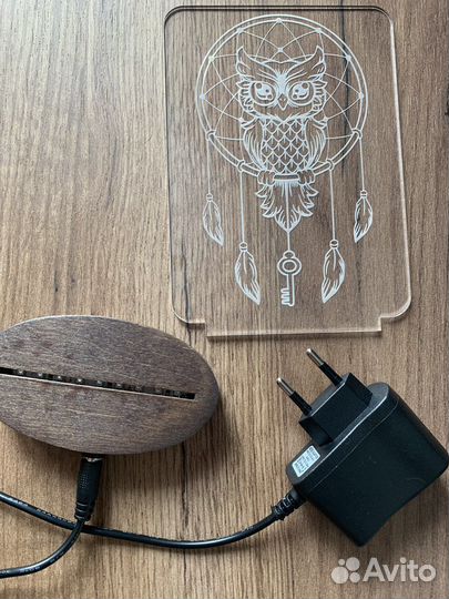 Настольный светильник/ночник из оргстекла Сова