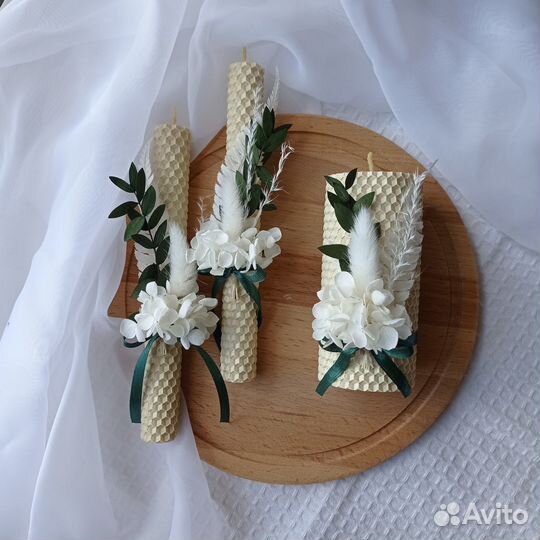 Свечи Семейный очаг из вощины, свадебные свечи