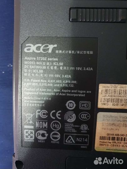 Ноутбук Acer aspire 5720Z