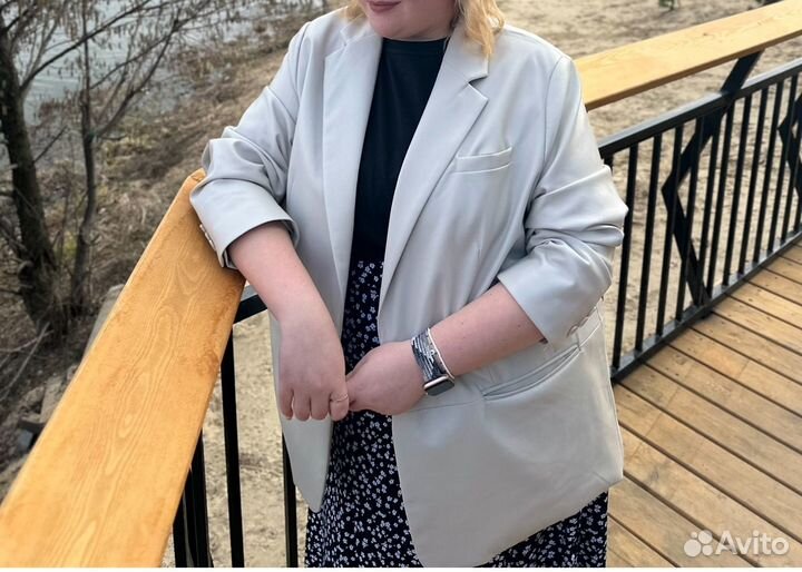 Пиджак экокожа большого размера