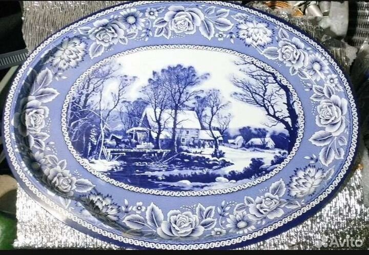 Поднос Гжель, металл 39*51см