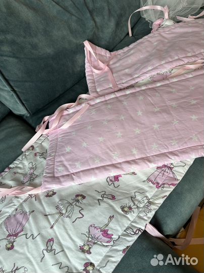 Бортики и балдахин в кроватку для девочки