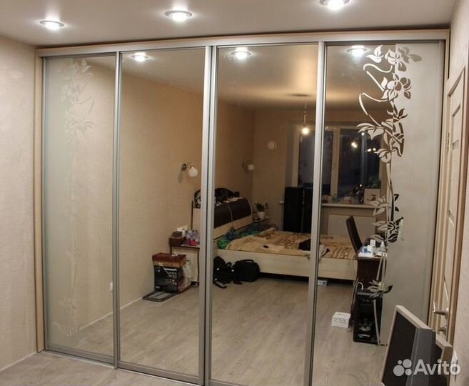 Двери-купе с пескоструйнысм рисунком шк-258