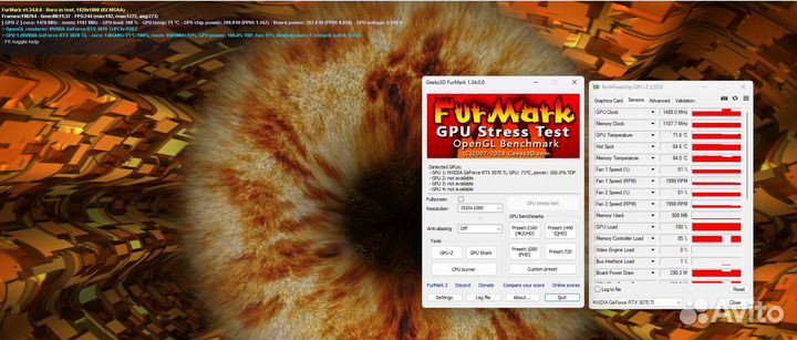Видеокарта Palit GeForce RTX 3070 Ti на гарантии