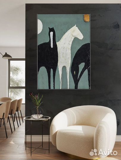Картина с лошадьми маслом на холсте