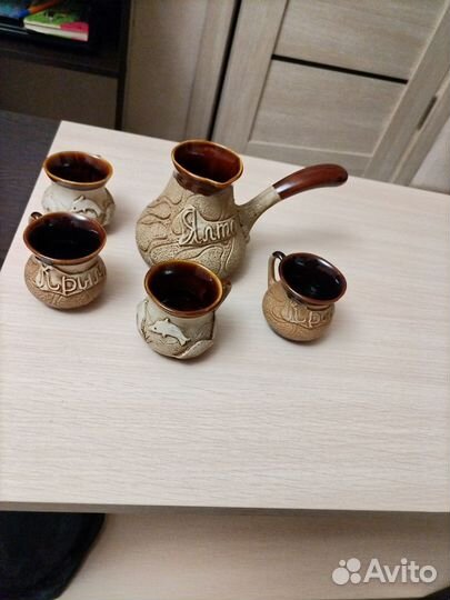 Набор для кофе(Ялта) Керамическая турка и чашки