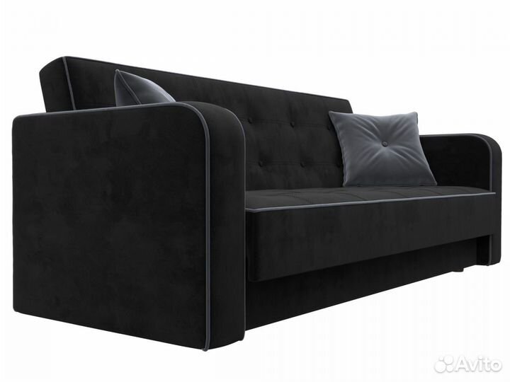 Диван-книжка Тур, велюр, черный, серый, серый