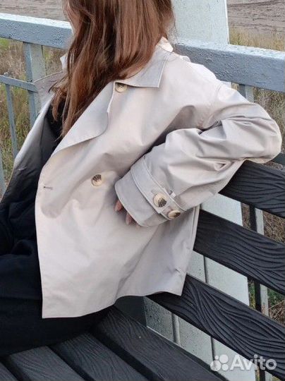 Плащ женский укороченный оверсайз 46