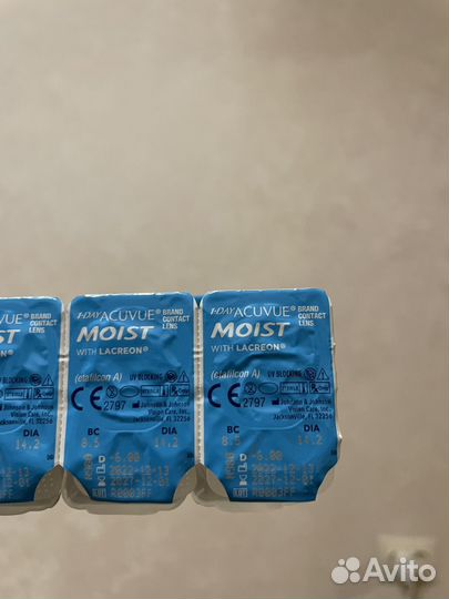 Линзы acuvue moist 1-day with lacreon -6.00