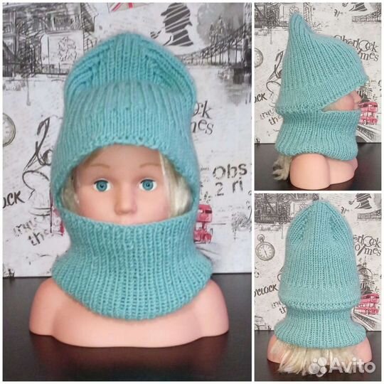 Вязаная балаклава из мериносовой шерсти