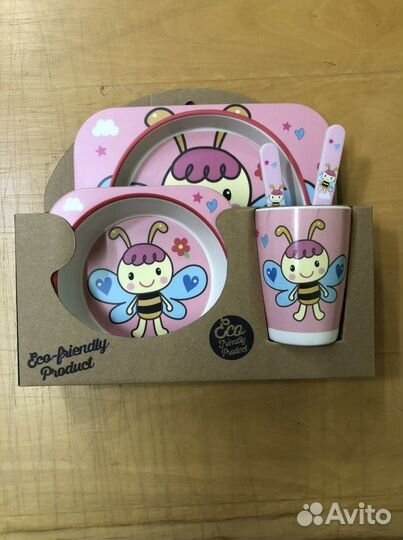 Набор детской посуды из бамбукового волокна в ассо