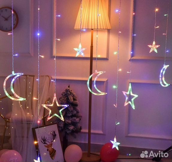 Гирлянда луна и звезда