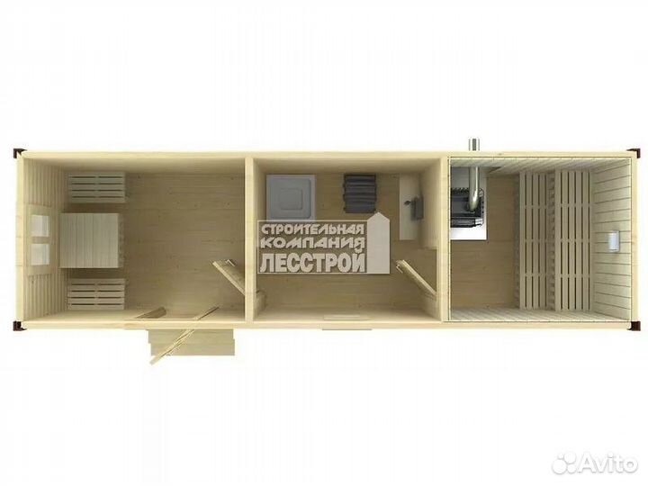 Мобильная баня под ключ 2,3х8 м