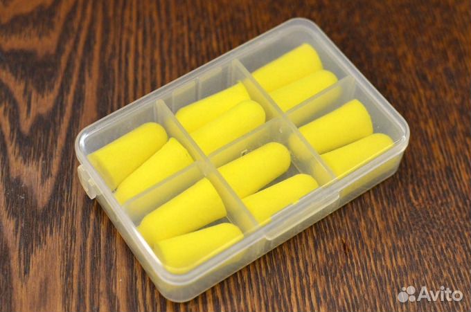 Жёлтые беруши для сна 6 пар с кейсом для хранения