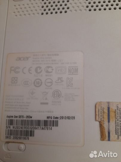 Продам рабочий нетбук Aser Aspire one