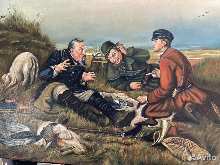 Картина маслом. Охотники на привале