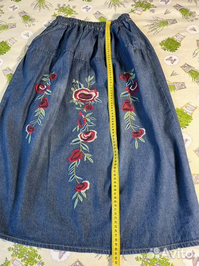 Джинсовая юбка в стиле Артка, 42-46, бохо