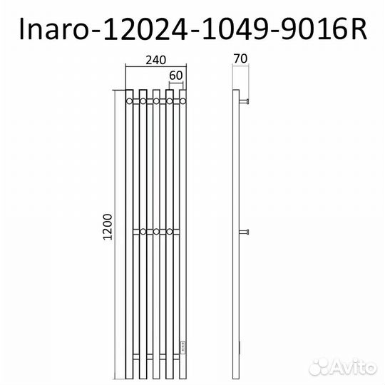 Полотенцесушитель электрический inaro 1200х240 пр