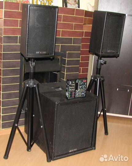 Колонки Саб 1400W Микшер Стойки Активный комплект