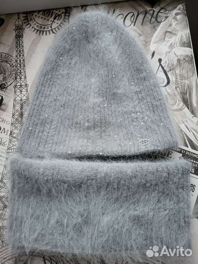 Комплект шапка и снуд из ангоры