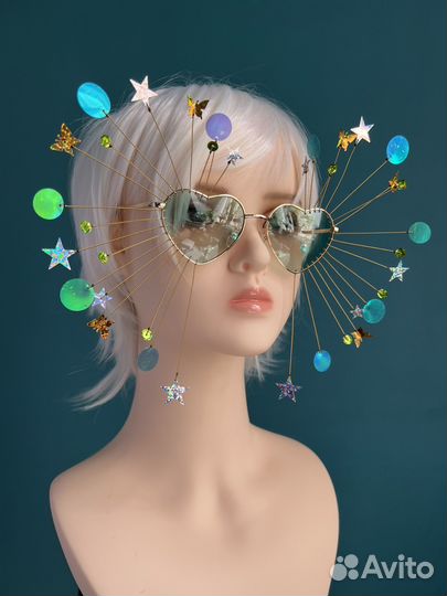 Очки карнавальные с пайетками в форме сердца