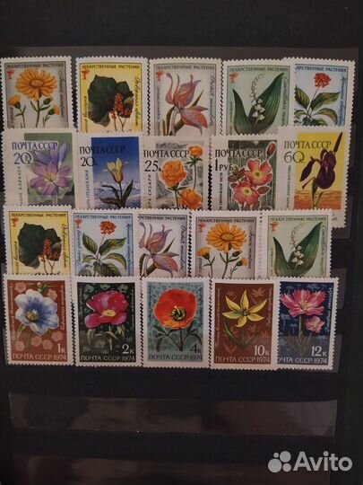 Коллекция почтовых марок цветы 1960-80гг