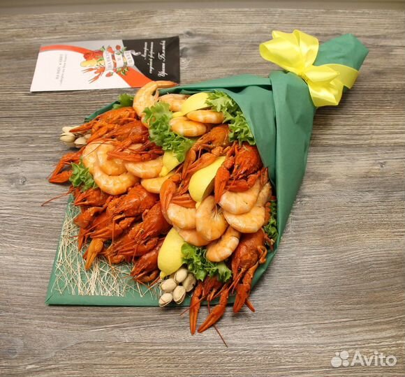 Съедобные букеты из морепродуктов и раков