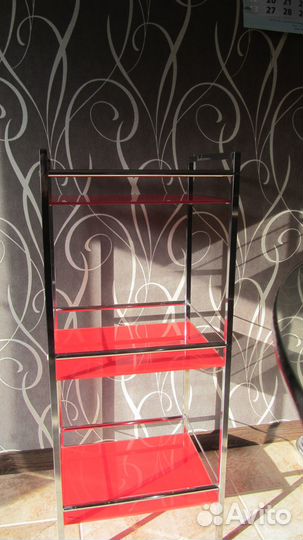 Этажерка интэрерная метал цветное стекло
