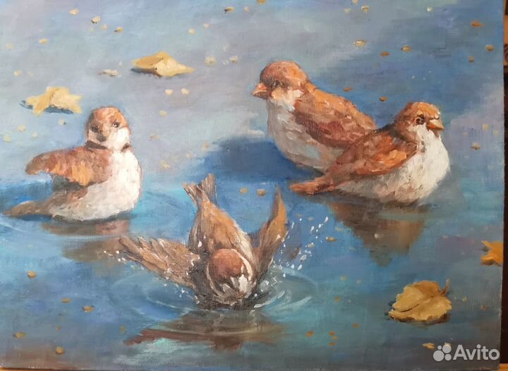 Картина маслом. Воробьи