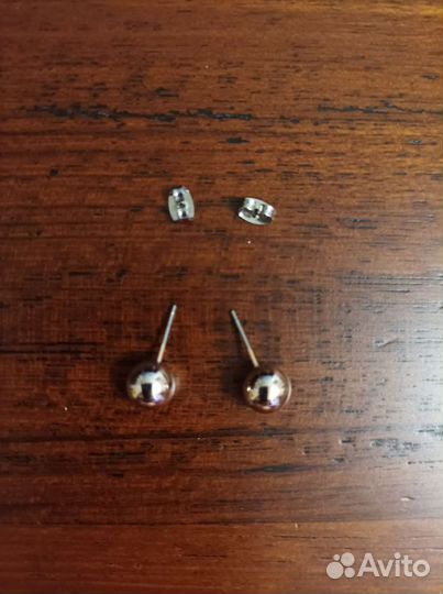 Серьги пусеты шарики базовые, цвет серебристый