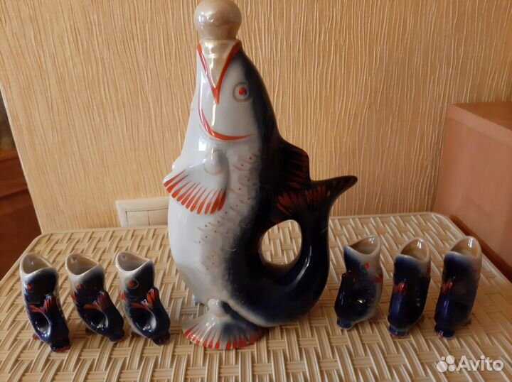Графин *Рыбка*и 6 стопок рыбок СССР