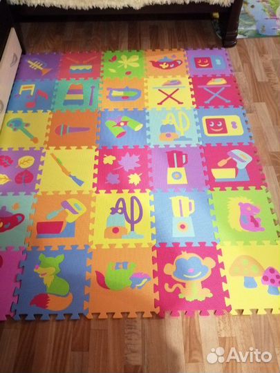 Большой Развивающий коврик, пазл мягкий, 90*60 см
