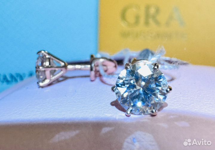 Муассанит Золотые 1.6 карат серьги бриллиант 585