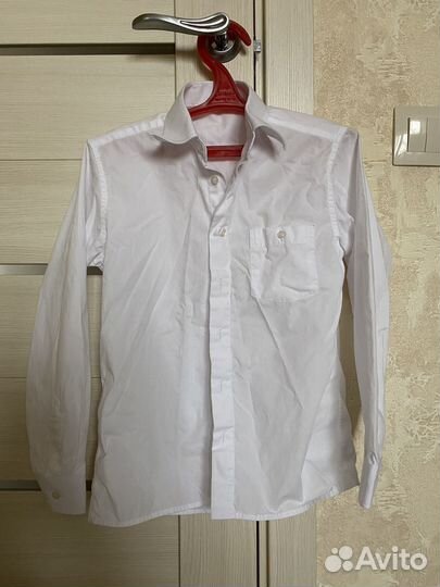 Рубашка белая для мальчика размер 134-140