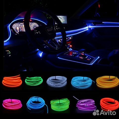 Гибкий неон для авто(подцветка салона) 5 метров