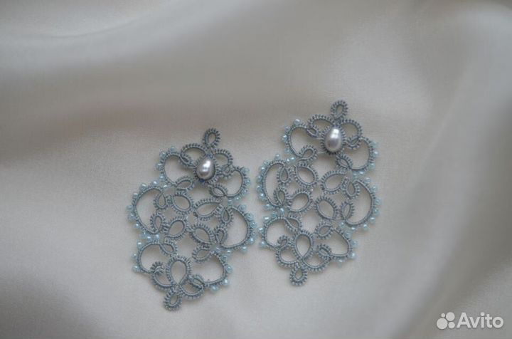 Серьги фриволите ручной работы