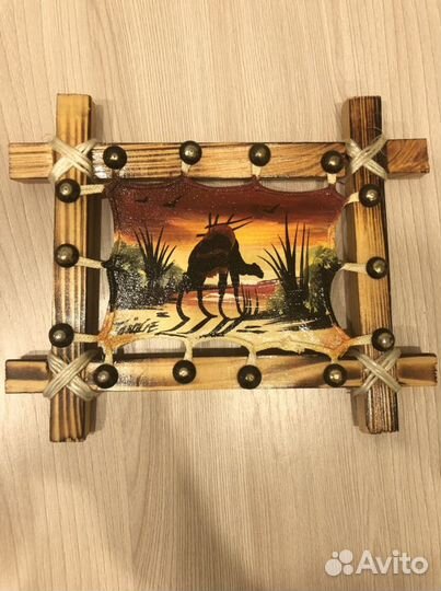 Панно/картина из кожи, верблюд