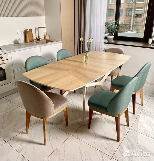 Раздвижной стол лофт из шпона Дуба + 