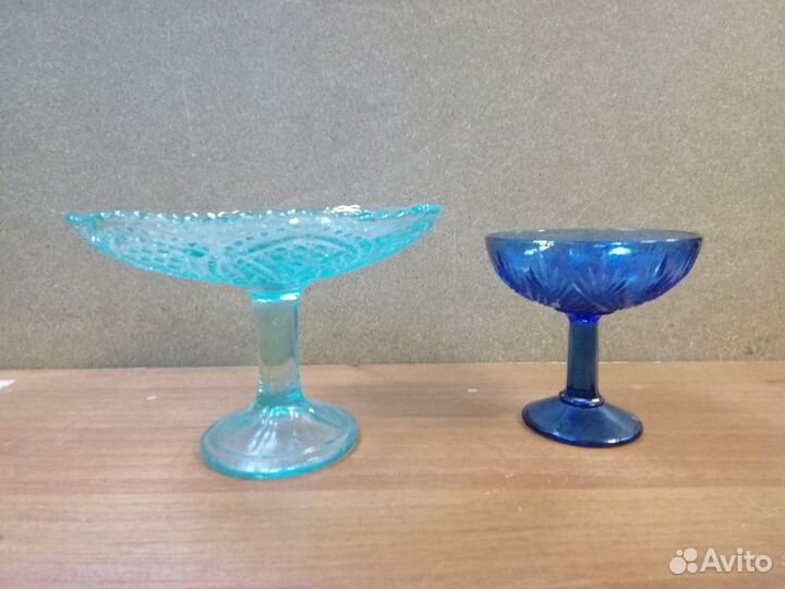 Конфетница цветное стекло СССР