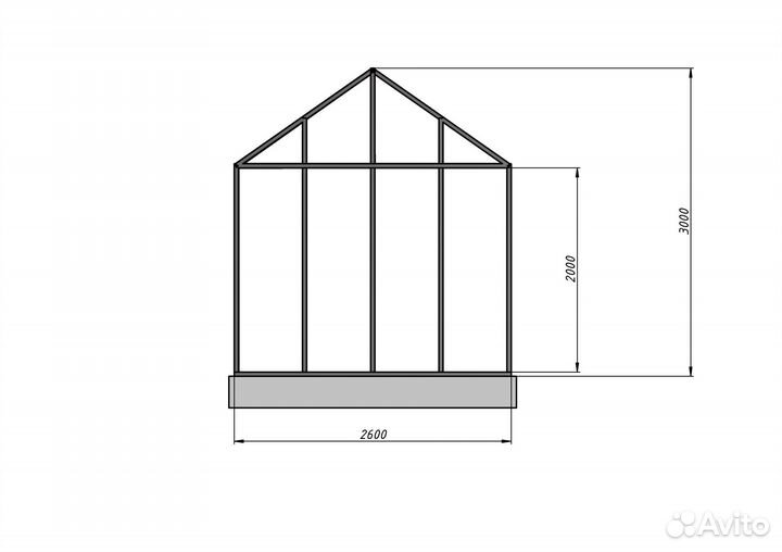 Теплица из стекла 2,6мх9,6м каркас