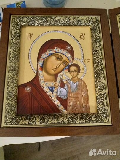 Икона складень печать на холсте, венчальная пара